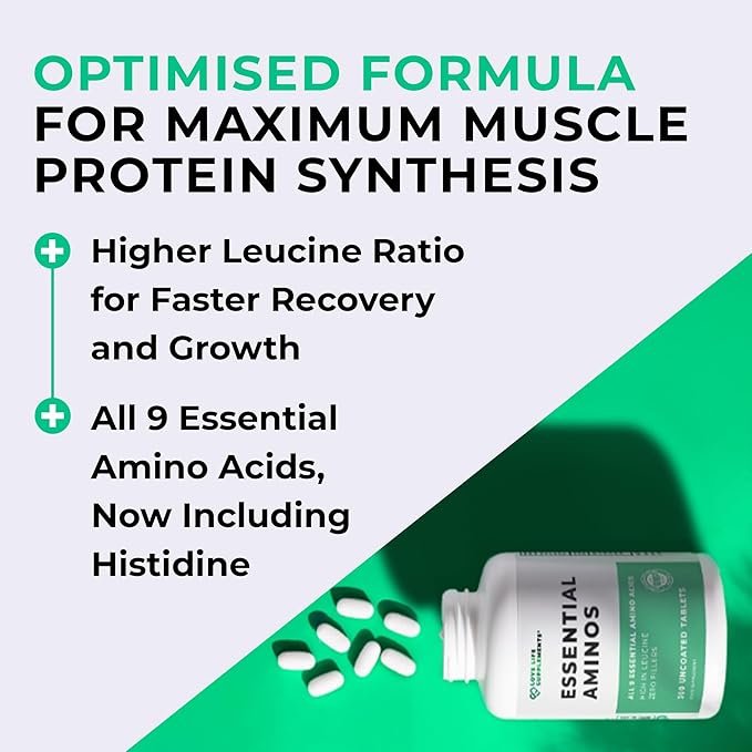 Essential Amino Acids - 300 Easy To Swallow Tablets / 60 Servings - All 9 EAA Amino Acids with All 3 BCAA's Plus 6 More EAAs to Build and Repair Muscle, 5-10g per Serving, High in Leucine and Vegan