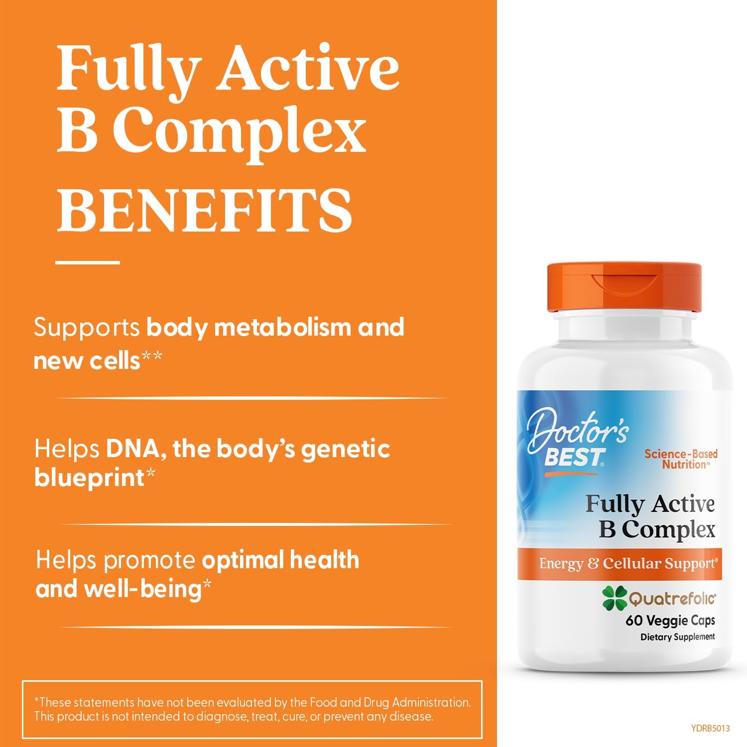 Doctor's Best Fully Active B Complex, Energy & Cellular Support, Non-GMO, Gluten Free, Soy Free, Vegan 60 Veggie Caps