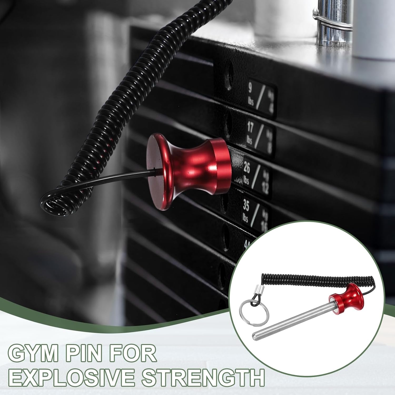 Weight Stack Pin, Weight Gym Pin Strength Training Equipment Replacement with Pull Rope for Home Gym Club