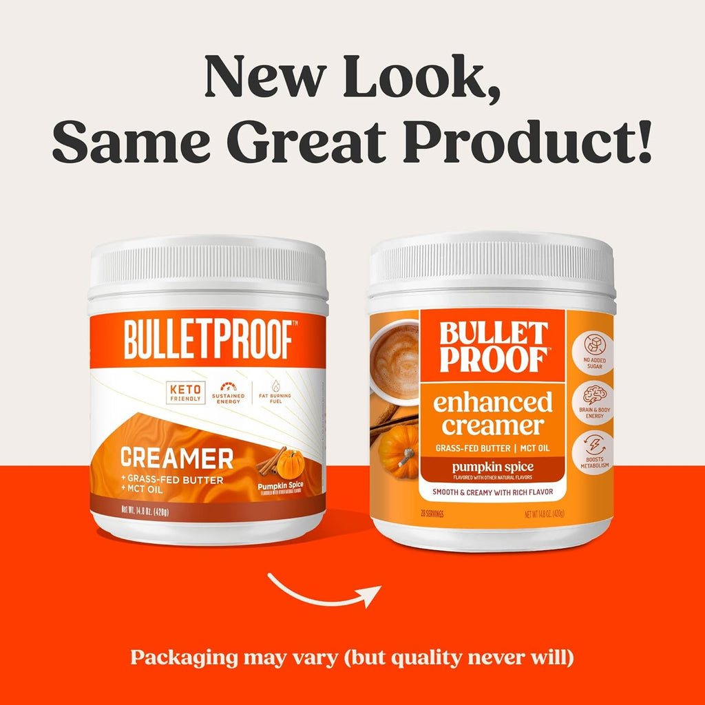 Bulletproof Pumpkin Spice Creamer, 14.8 Ounces, Keto Coffee Powder Creamer with MCT Oil and Grass-Fed Butter
