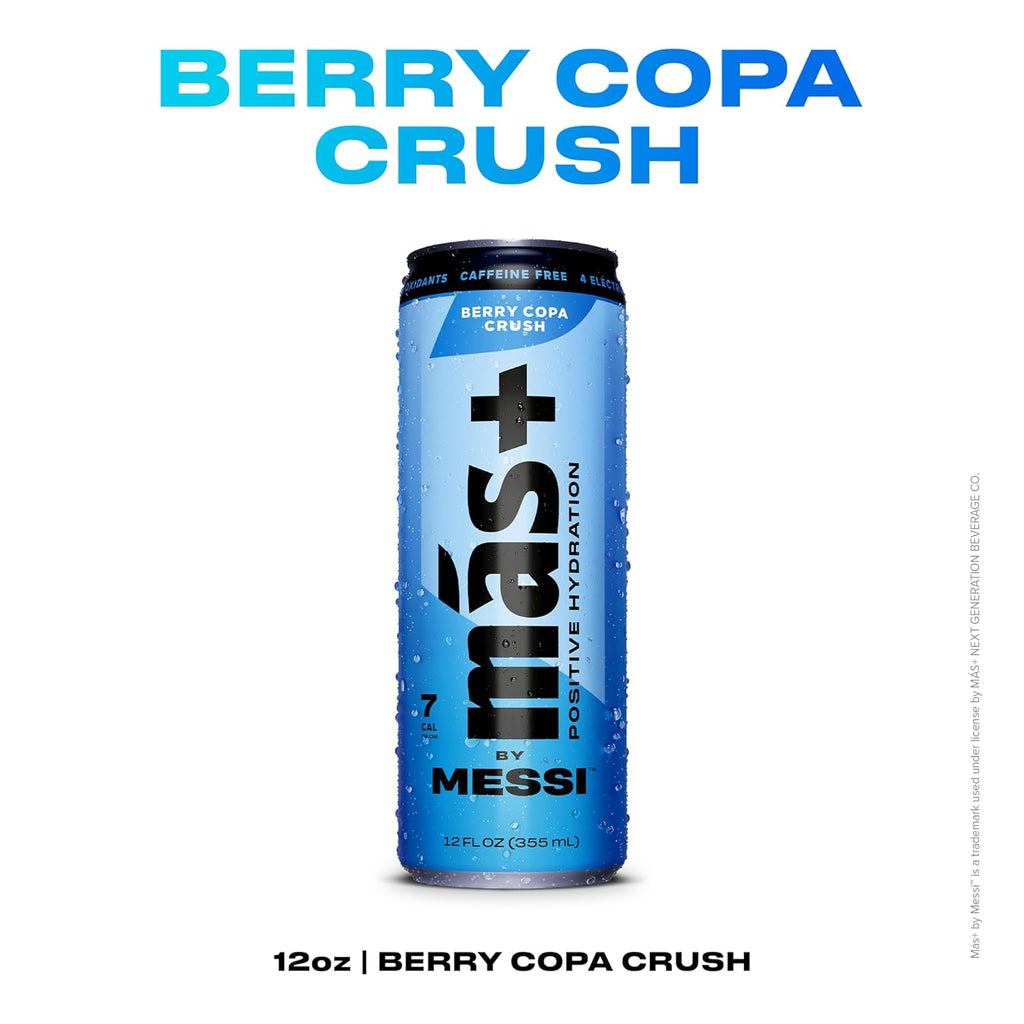 Más+ by Messi 12oz Variety Pack, Sports Drink & Hydration Beverage, Natural Flavors with Vitamins and Electrolytes, No Artificial Sweeteners or Colors, 12-pack