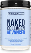 NAKED Vanilla Collagen Advanced - Peptides Protein Powder, Hyaluronic Acid, Vitamin C, Pasture-Raised, Grass-Fed Hydrolyzed Collagen Supplement, Paleo Friendly, Non-GMO, Keto, Gluten Free, 1.3LB