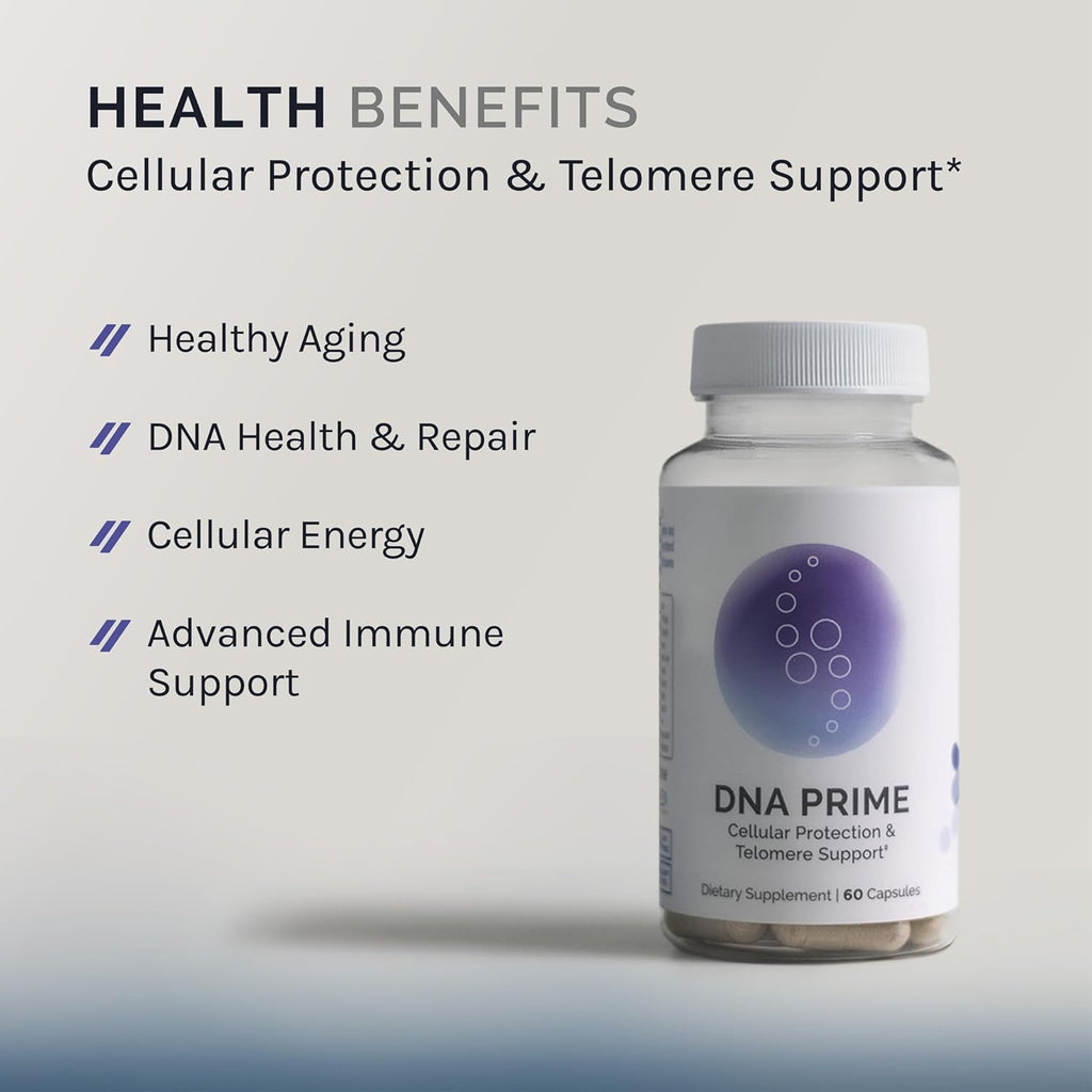 InfiniWell DNA Prime Advanced Telomere Supplements for Mitochondrial Support, Healthy Aging & Cellular Renewal - with ac-11, Activated Bromelain, Cat's Claw, Buckwheat Peptides & More (60 Capsules)
