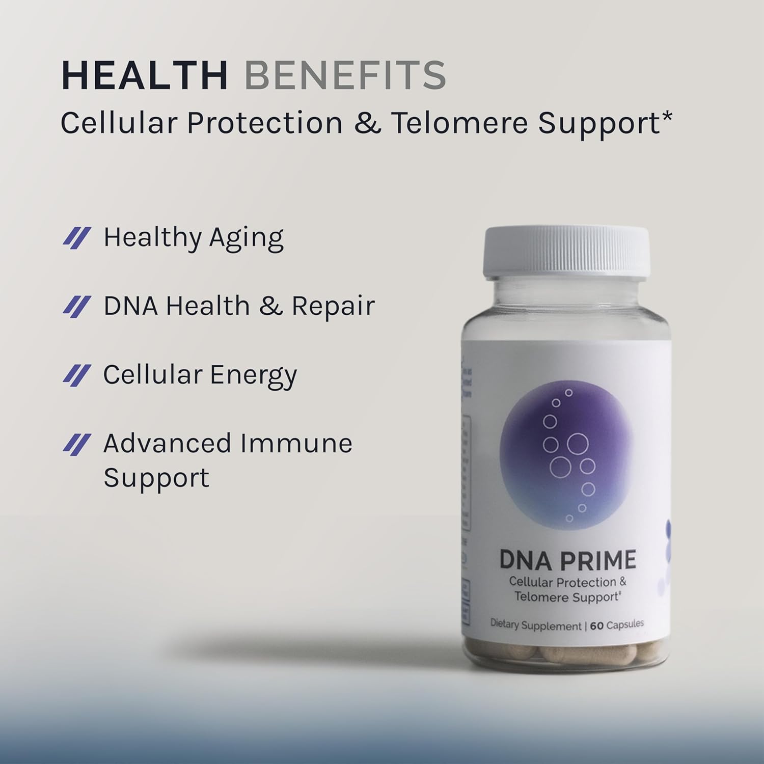 InfiniWell DNA Prime Advanced Telomere Supplements for Mitochondrial Support, Healthy Aging & Cellular Renewal - with ac-11, Activated Bromelain, Cat's Claw, Buckwheat Peptides & More (60 Capsules)