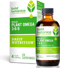Bold Botanica Plant Vegan Omega 3-6-9 with Ahiflower Oil, Omega 3 Liquid Supplement for Women & Men, Plant-Based Omegas for Brain & Immune Health, Better Than Flax, Fish Free, Sugar-Free, 4 fl oz