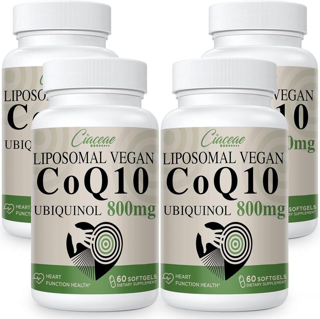 Liposomal CoQ10 800mg Ubiquinol Softgel, Max Absorption Ubiquinol Coenzyme Q10, Ubiquinol CoQ10 Supplement for Antioxidant, Heart Function & Energy Production, Pure CoQ10 800mg, 240 Vegan Softgels