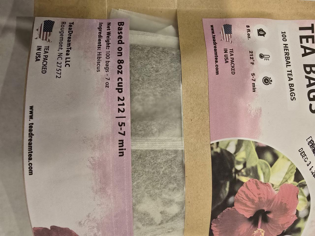 TeaDreamTea Hibiscus Tea Bags | 300 Bleach-Free Tea Bags | Caffeine Free | Dried Hibiscus Flowers | Hibiscus Flower Tea | Dried Flower Tea | Herbal hibiscus