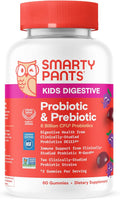 SmartyPants Kids Probiotic & Prebiotic Gummies for Digestive Health: Gut Health Supplement, Clinically Studied Prebiotic for Immune Support, Grape, 60 Count (30 Day Supply)