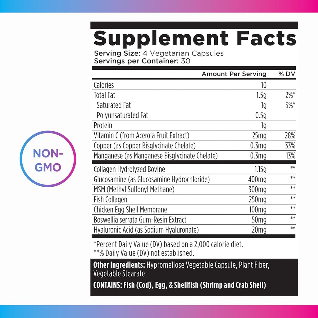 Livingood Daily Collagen + Joint Support, Grass Fed Multi Collagen Peptides I III V X with Hyaluronic Acid, Joint Support Supplement for Women & Men, Hair Skin Nails, Keto & Gluten Free, 120 Capsules