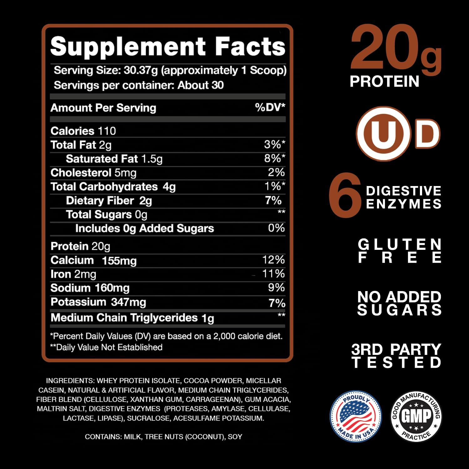 Devotion Nutrition Protein Powder Brownie Batter – 20g Whey Isolate & Casein Protein Blend – No Added Sugar, Low Carb, Gluten-Free, Keto-Friendly, 1g MCT, Kosher – 2lb Pouch
