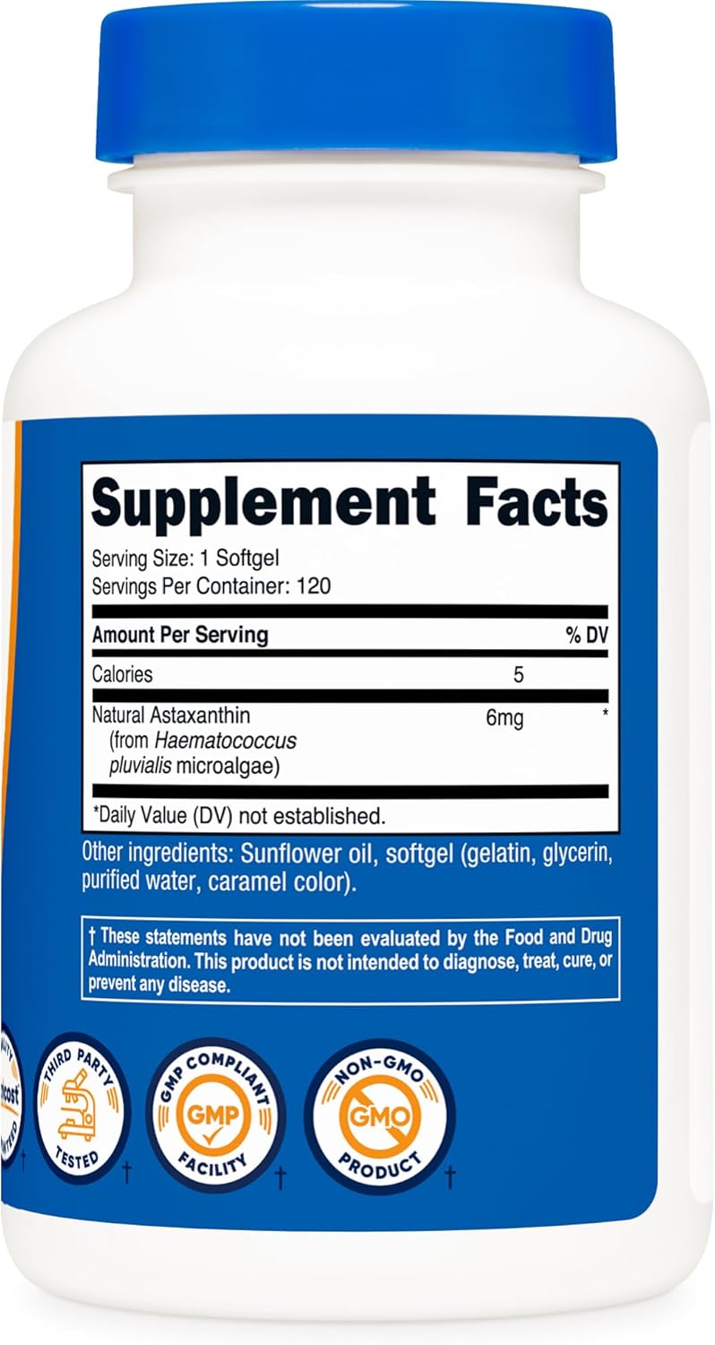 Nutricost Astaxanthin 6mg, Non-GMO and Gluten Free, 120 Softgels (4 Month Supply)