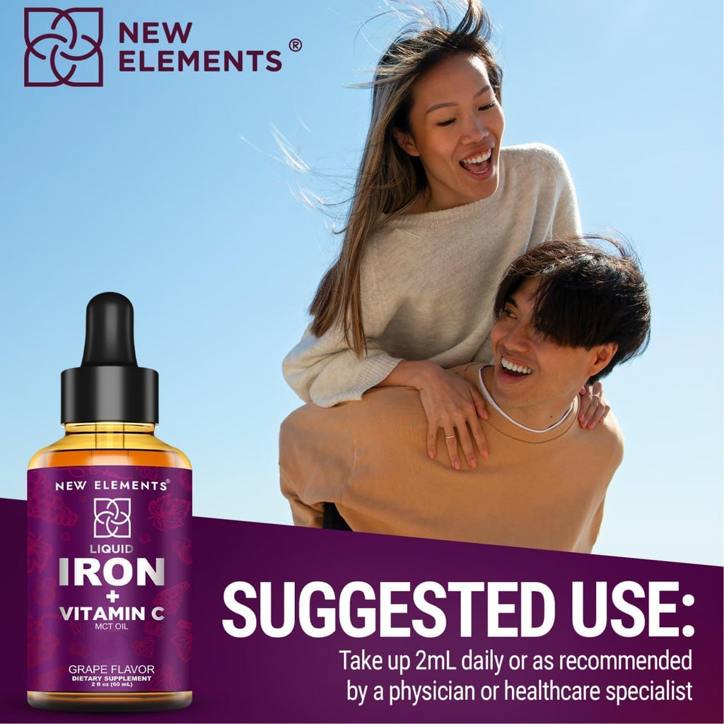 [2 𝐏𝐚𝐜𝐤] Liquid Iron Supplement with Vitamin C – 18mg Iron & 50mg Vitamin C for Anemia Support – Blood Builder Drops for Women & Men – Fast Absorption, Boosts Energy & Immunity – Vegan, Non-GMO