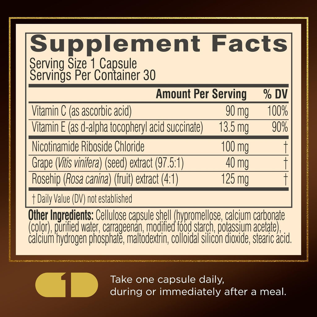 Swisse Plus NAD+ Beauty Restore | Clinically Tested Ingredients | NAD+ Supplement for Men & Women | Supports Collagen Formation, Skin Elasticity & Anti-Aging Supplement | 30 Capsules