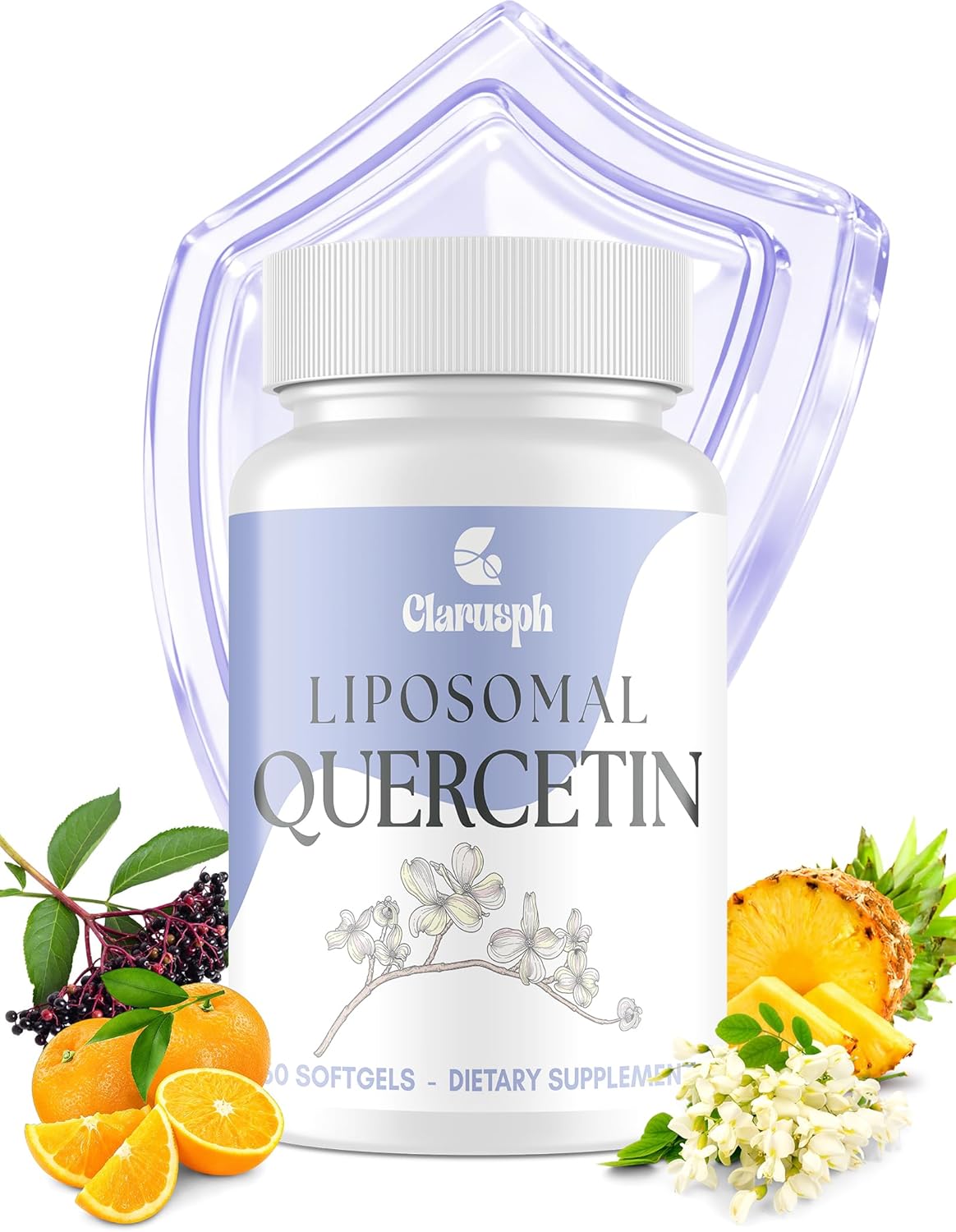 Quercetin with Bromelain | Liposomal Quercetin Supplements for Respiratory & Seasonal Challenges | Quercetin 1000mg with Vitamin C & Zinc | Quercetin Complex Bioflavonoids, 60 Softgels