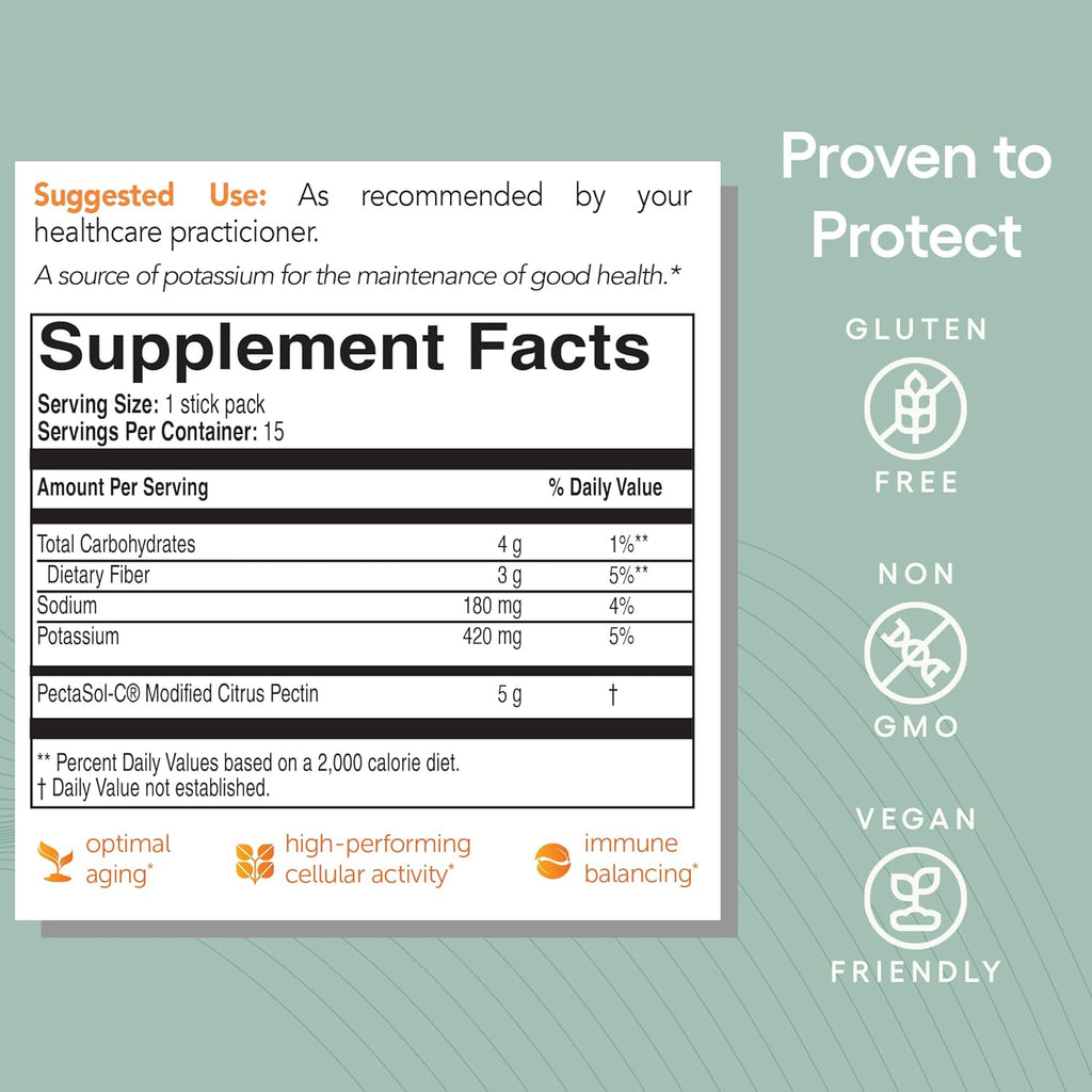 PectaSol Modified Citrus Pectin – 15 5g Stick Packs – Total-Body Health Supplement to Support Heart, Immune System, Inflammation Response & Healthy Aging + Maintain Healthy Galectin-3 Levels