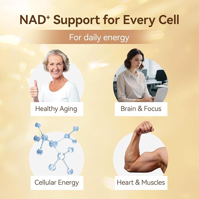 NAD+ Supplement for Healthy Aging & Energy, 500 mg Nicotinamide Riboside (NR) with CoQ10, HMB, Turmeric & Black Pepper, 60 Vegan Capsules | Supports Muscle Strength & Recovery, Heart Health