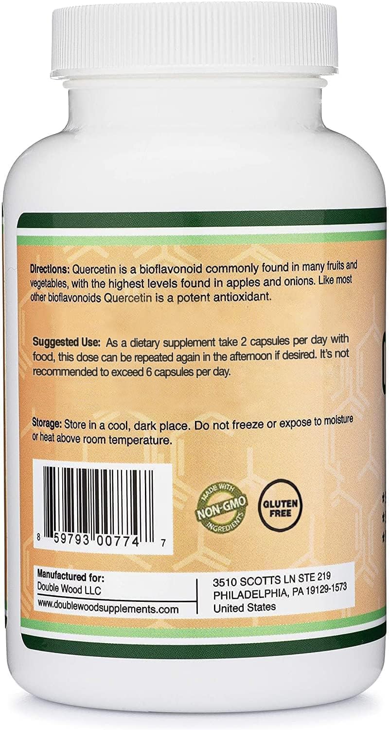 Quercetin with Bromelain - 120 Count (1,200mg Servings) Immune Health Capsules - Supports Healthy Immune Functions in Men and Women (Vegan Safe, Third Party Tested, Gluten Free) by Double Wood
