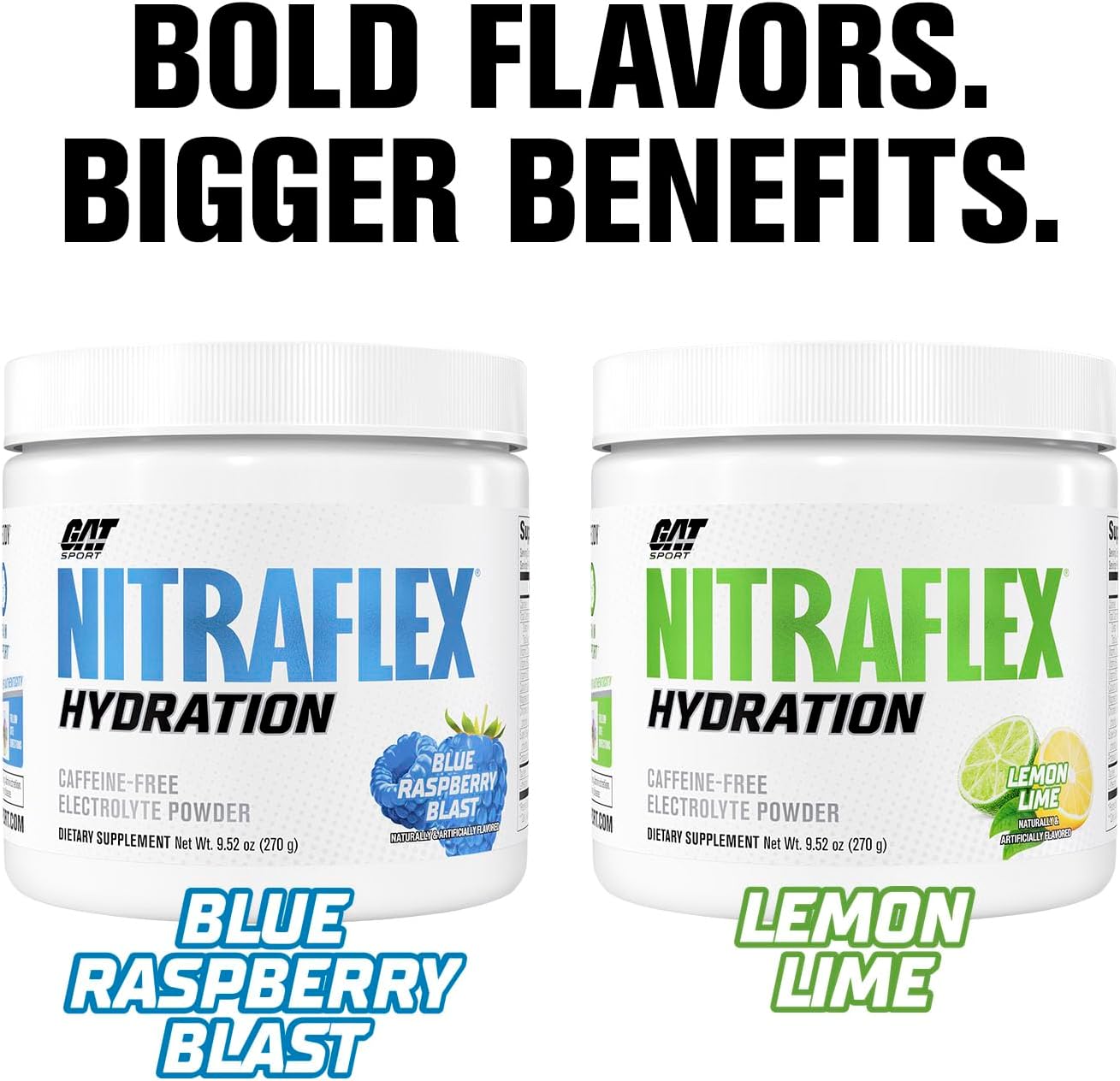 GAT SPORT Nitraflex Hydration Powder, Lemon, Lime, Electrolyte Drink Mix for Performance & Recovery, Taurine, Theanine, 3rd Party Tested, Smart Scan Verified, Sugar-Free, 45 Servings