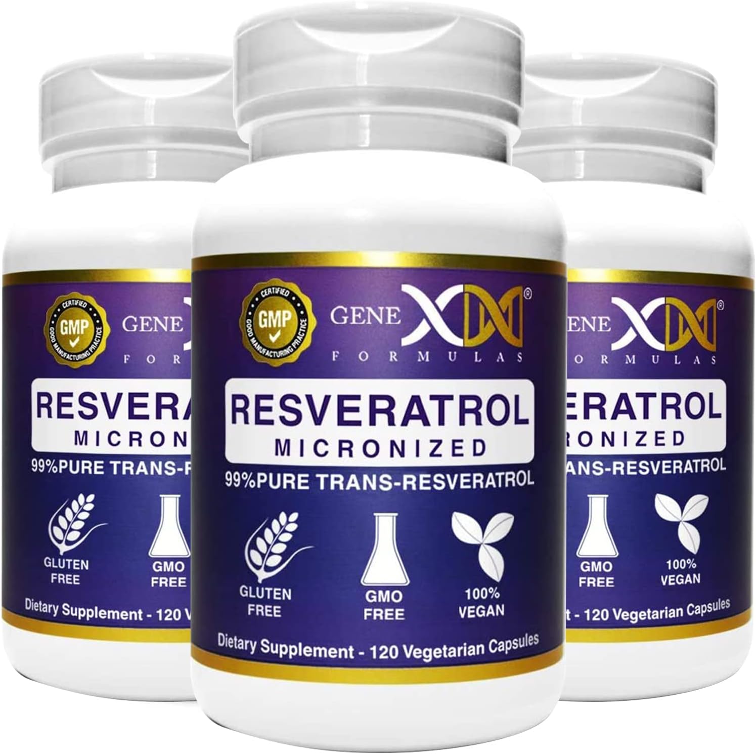 Genex Formulas 99% Micronized Trans-Resveratrol with BioPerine for Absorption 1000mg | Pure Organic Pharmaceutical Grade Trans-Resveratrol Capsules for Healthy Aging, 120 Capsules (3)