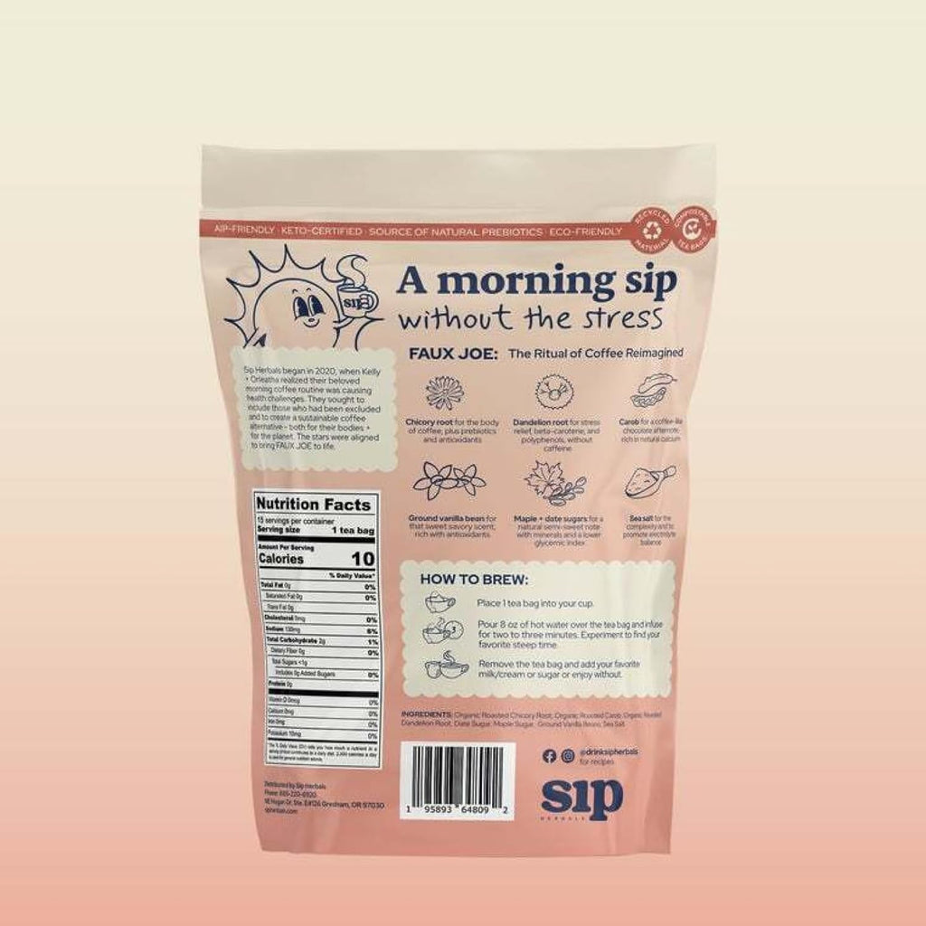 Sip Herbals Salted Maple Blondie Roast Coffee Alternative Loose Leaf - Caffeine-Free Blend with Dandelion Root & Chicory - Smooth Maple Flavor, Vegan & Herbal Drink, As Seen on Shark Tank - 15 Servings