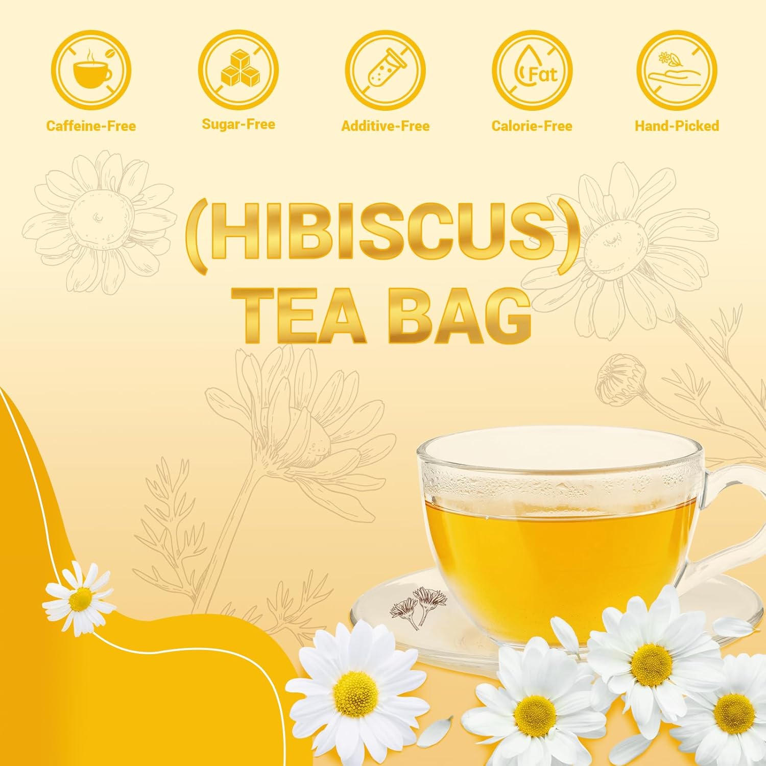Chamomile Tea Bags, Chamomile Flower Herbal Tea with Sugar-Free, Caffeine-Free, 80 Teabags