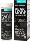 DrBioCare Peak Mode Core Vitality for Men 7-in-1 Effervescent Tablets | Tongkat Ali, Maca & L-Arginine，Ashwagandha, | Boost Stamina, Drive & Blood Flow for Good Performance | Berry Flavor 12 Tablets
