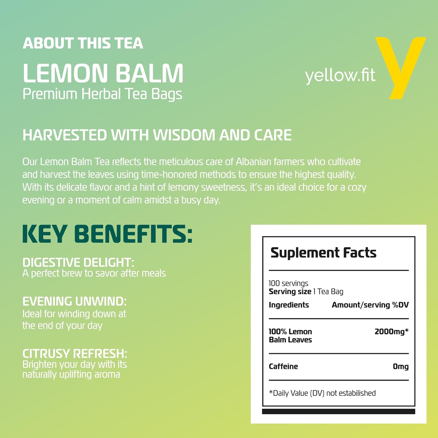 LEMON BALM, loose leaf 100 tea bags – THE HERBAL TREASURE OF ALBANIA