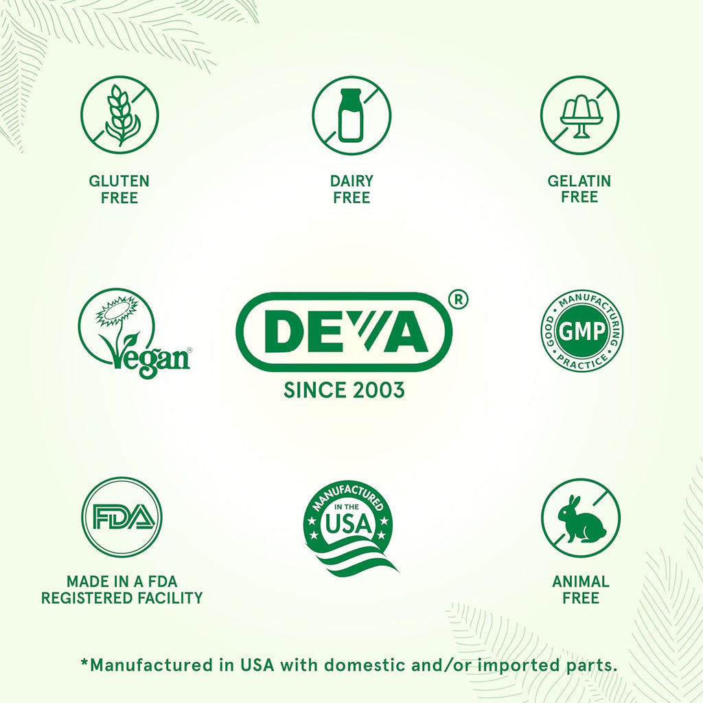 DEVA Vegan Omega-3 DHA-EPA 500MG – No Carrageenan, Non-Fish Oil Derived from Algae, Non-GMO, 60 Gelatin-Free Softgels
