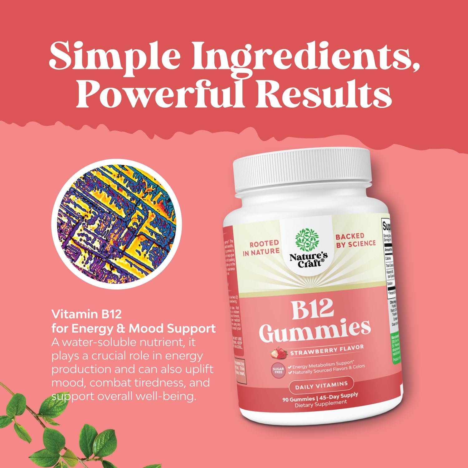 Vitamin B12 Gummies for Adults - Sugar Free Vitamin B12 1000 mcg Chewable Gums for Energy & Mood Support, Immune & Nerves Health - Kosher Non-GMO & Gluten Free Supplement for Women & Men - 90 Count