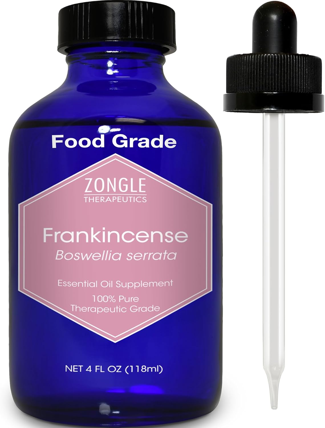 Frankincense Essential Oil, Supplement, for Face – 100% Pure, Frankincense, Resin, Oil, Boswellia Serrata, Edible, by Zongle Therapeutics, 4 OZ
