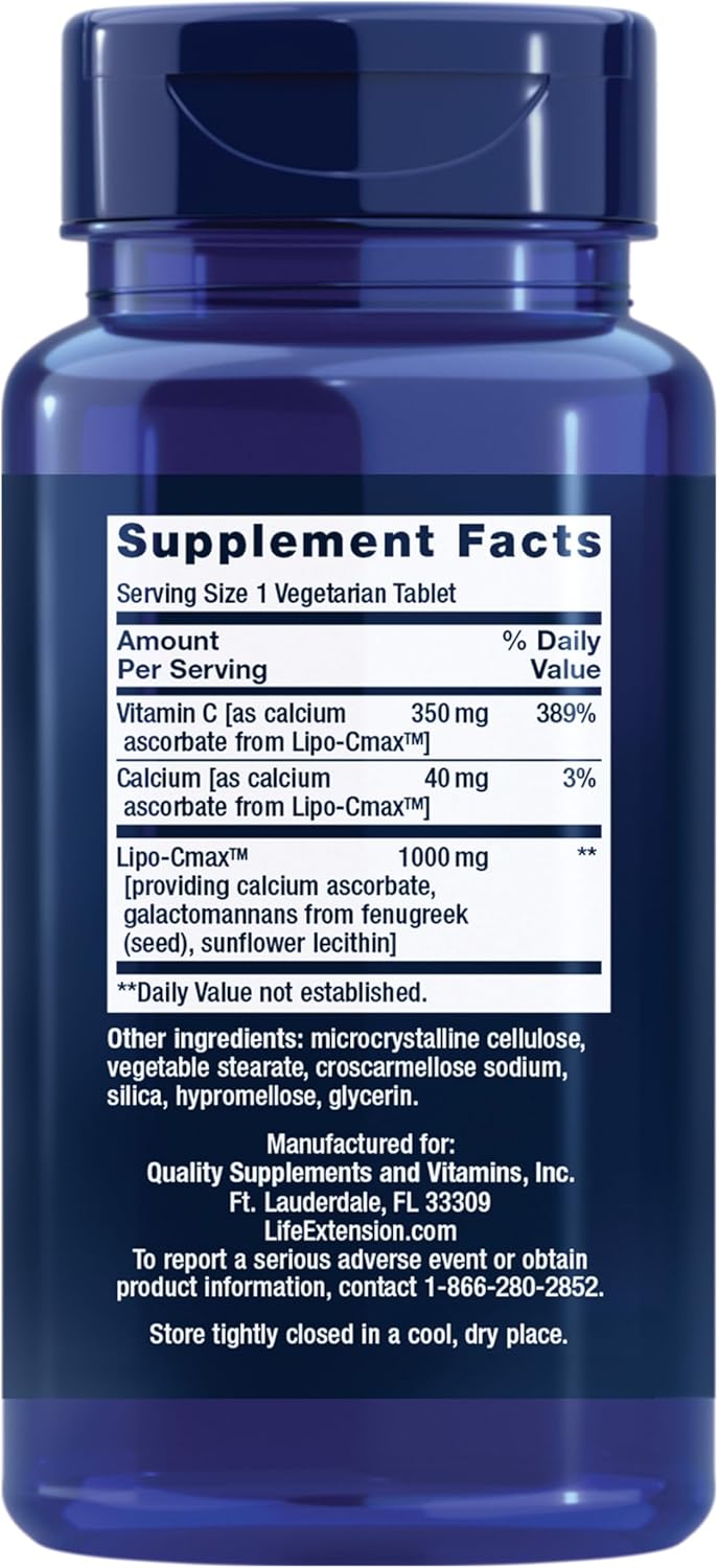 Life Extension Vitamin C 24-Hour Liposomal Hydrogel™ Formula, absorbs Better Than Standard Vitamin C, up to 24 Hours, get The Most Out of Your Vitamin C, Gluten-Free, Non-GMO, Vegetarian, 60 Tablets
