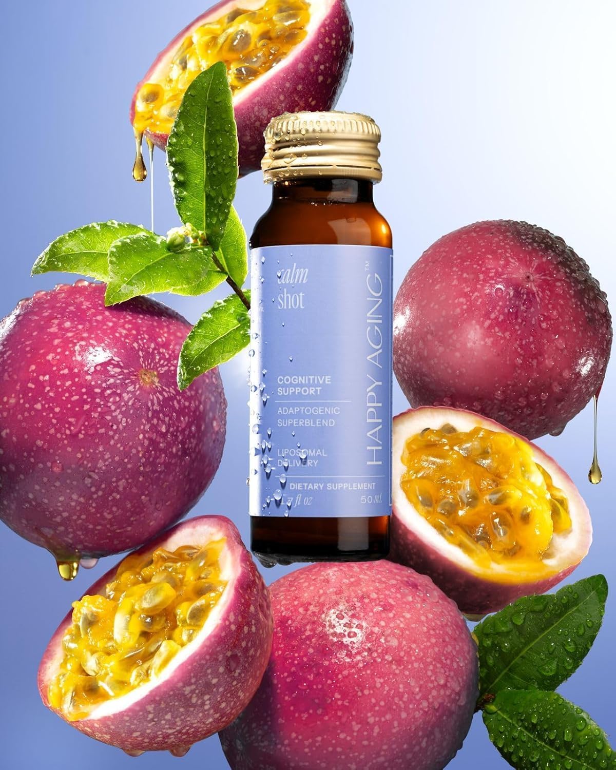 Calm Shot | Liposomal Stress & Cognitive Support | Passion Fruit Flavor - Adaptogens + Magnesium + Ashwagandha | Vegan, Non-GMO, No Sugar (1)