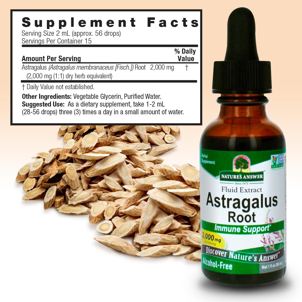 Nature's Answer Astragalus Root | Promotes Overall Health & Wellbeing | Super Concentrated 2000mg | Alcohol-Free, Gluten-Free, Kosher Certified & No Preservatives 1oz