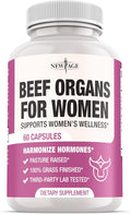 NEW AGE Beef Organ Supplement for Women - Beef Liver, Kidney, Heart and Uterus Tissue, Supports Women's Overall Energy and Health - Pasture Raised, Grass Fed - No Fillers - 60 Capsules
