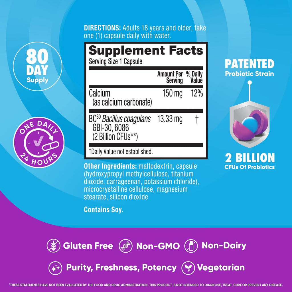 Digestive Advantage Probiotics for Digestive Health, Daily Probiotics for Women & Men, Supports Gut Health, Occasional Bloating & Diarrhea, Minor Abdominal Discomfort, & Immune Support, 80ct Capsules