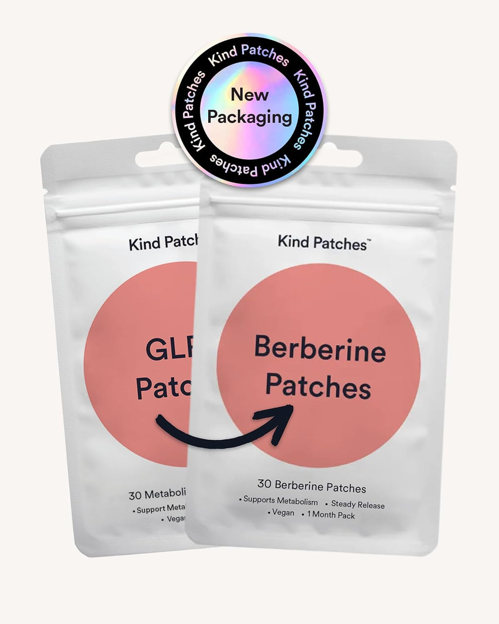 Kind Patches GLP-1 Patches with L Glutamine, Berberine, Chromium, Pomegranate and Cinnamon - 4 Pack, 120 Patches