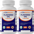 Vitamatic 2 Pack Flaxseed Oil 1200mg 120 from Cold Pressed Flax Seed - 675 mg of ALA Omega 3 Fatty Acids for Improving Heart Health