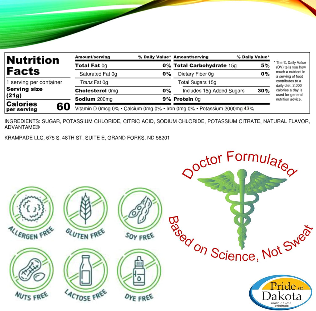 Original Reduced Sugar 2K - 2000 mg Potassium Electrolyte Powder Drink Mix | Cramp Relief - Hydration - Increased Performance | Lemon Lime - 20 Single Serving Packets
