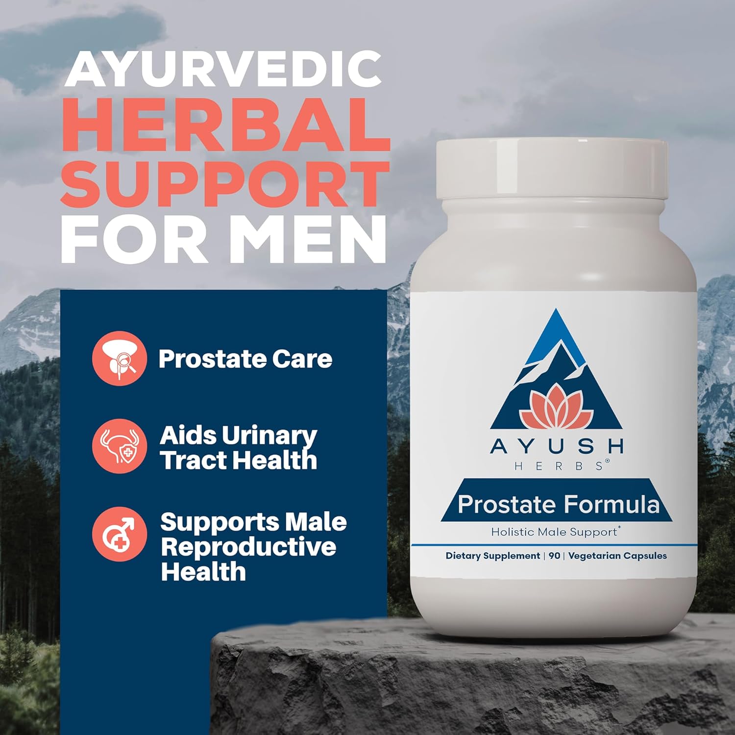 Ayush Herbs Prostate Formula - Prostate Health Supplement for Men, Saw Palmetto, Zinc, & DIM, Traditional Herbal Blend, Holistic Male Prostate Support - 90 Vegetarian Capsules