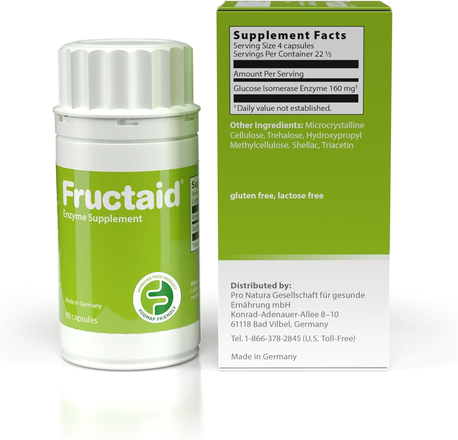 Enzyme Supplement - 90 Capsules, so That You can Enjoy Fruits, Fruit Juices, Soft Drinks, and Sweets Again, Dietary Supplement, Gluten-Free, Lactose-Free