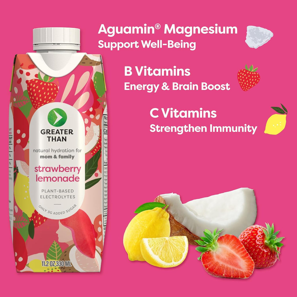 Greater Than Nutrient Hydration Beverage, Electrolyte Drink for Gut Health & Energy with Coconut Water, Vitamins, Gluten Free, Plant Based, Low Sugar, 8 Flavor Variety Pack