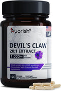 Devils Claw 1000mg | 120 Capsules | 20:1 Concentrated Root Extract | Devils Claw Herbal Supplement | Non-GMO, Gluten Free Supplement