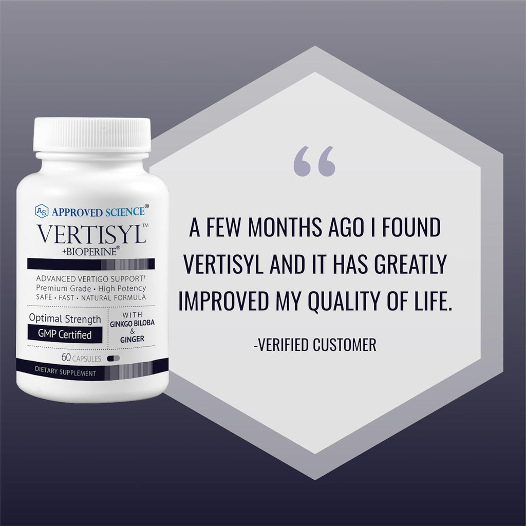 Approved Science VertiSyl - Ginkgo Biloba, Ginger, Vitamin D3, BioPerine - 30 Capsules - 1 Month Supply