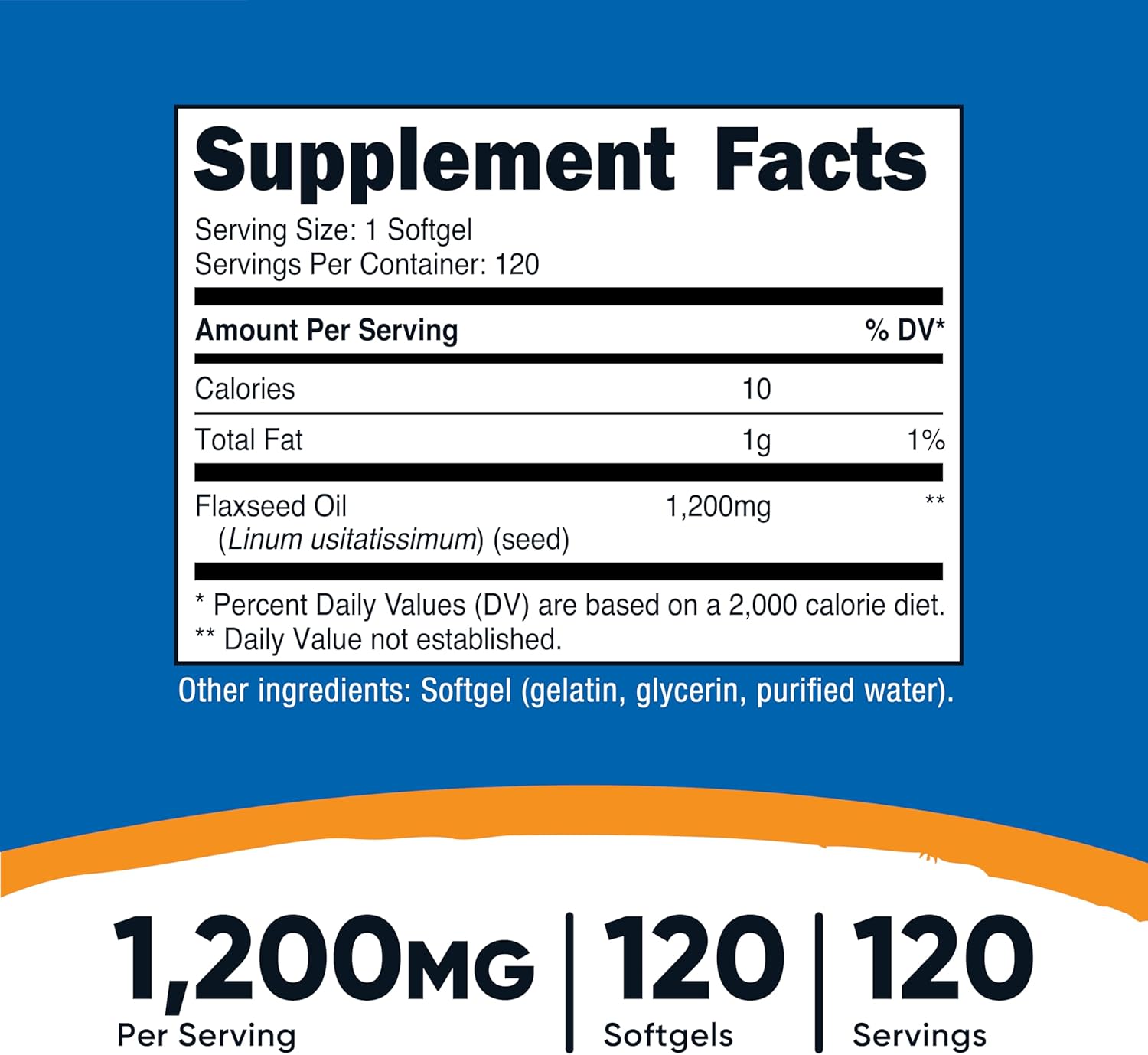 Nutricost Flaxseed Oil 1200mg, 120 softgels - GMO-Free, Gluten-Free