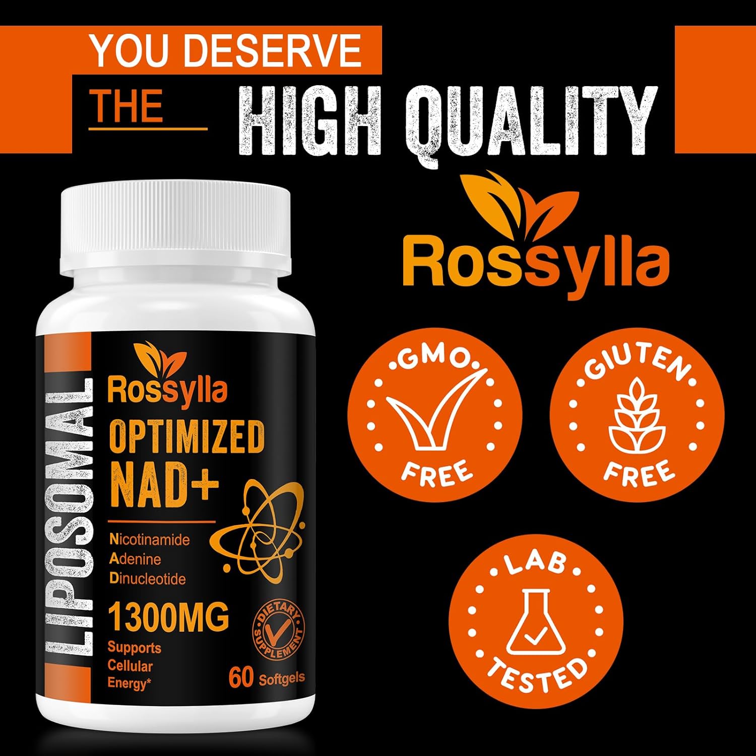 1300 MG Liposomal NAD+ Supplement | Highest Absorption | Purest NAD Supplemet to Boost NAD+ Effetively | Boosting NAD+ Supplement for Aging Defese, Cellular Energy, Longevity | 120 Count