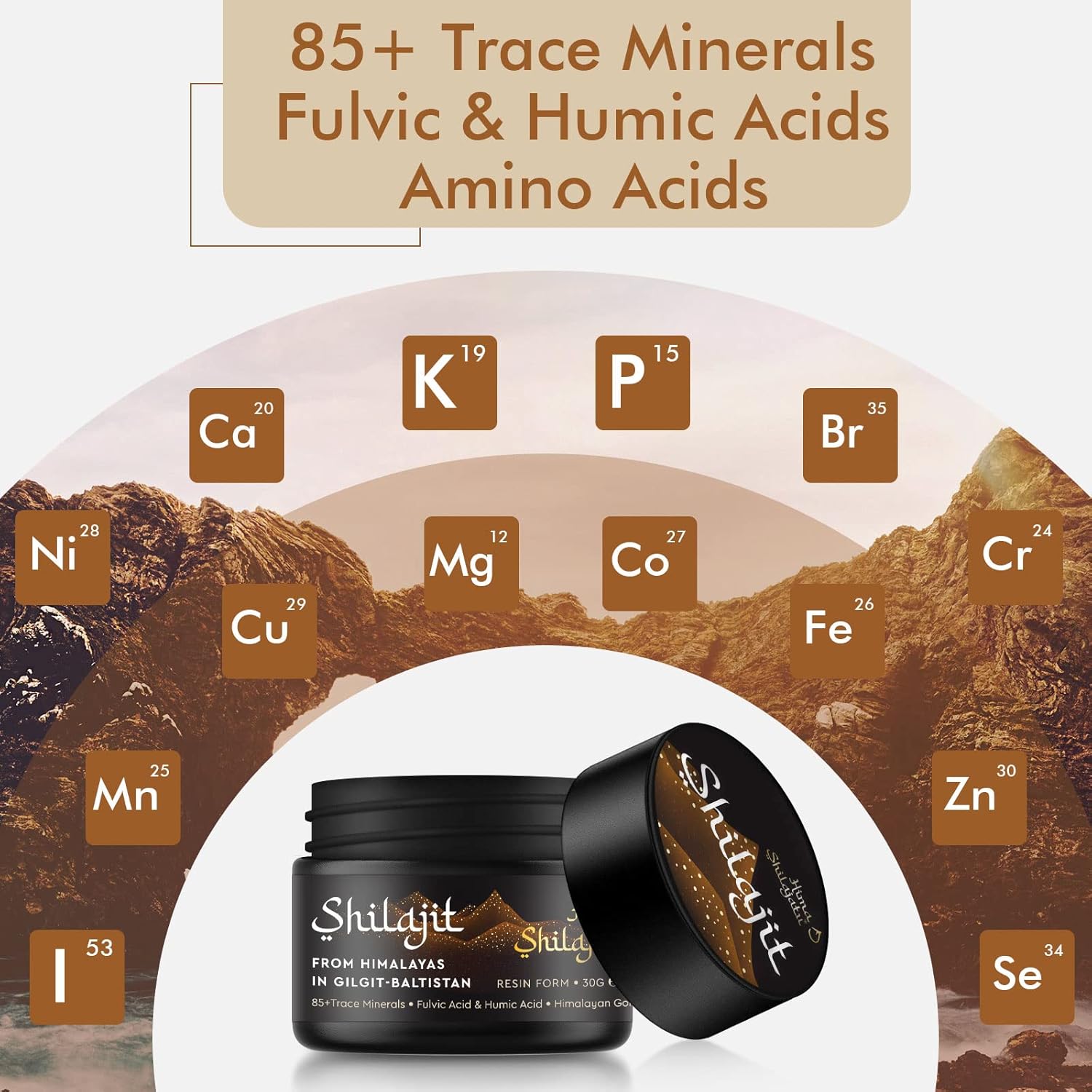 Shilajit Pure Himalayan Shilajit Resin - Gold Grade 100% Pure Shilajit with Fulvic Acid & 85+ Trace Minerals Complex for Energy & Immune Support, Pack of 2 (4 Months Supply)