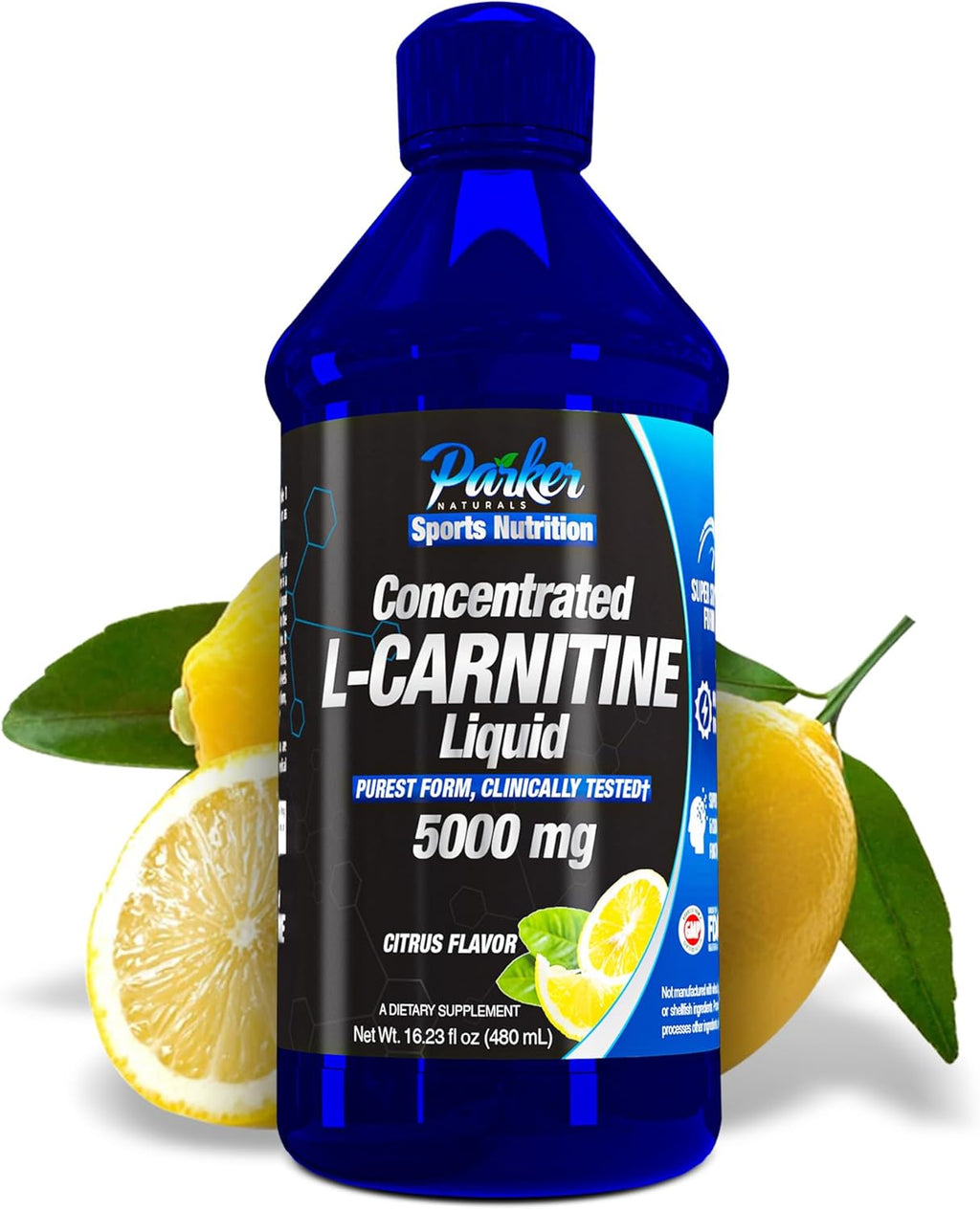 Concentrated L-Carnitine Liquid, 5000mg All Natural Citrus Flavored L-Carnitine Supplement, Liquid L-Carnitine with Vitamin V5, 16.23 Fl. Oz