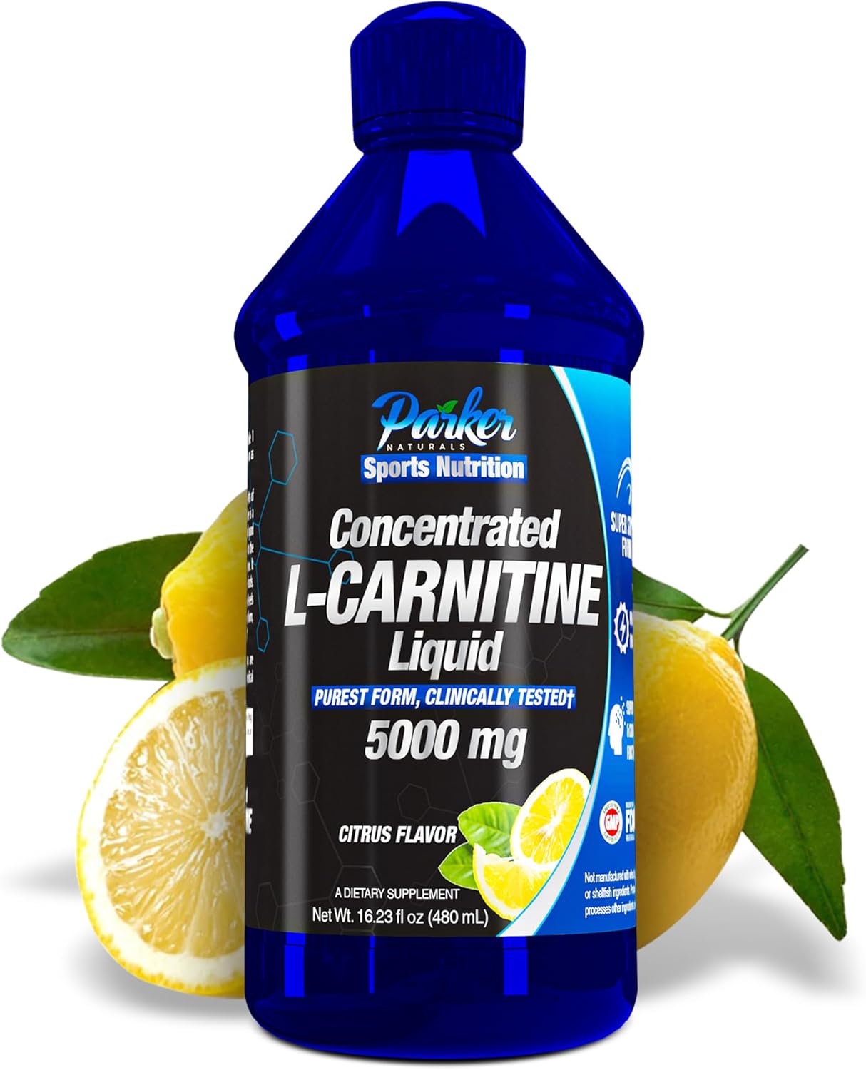 Concentrated L-Carnitine Liquid, 5000mg All Natural Citrus Flavored L-Carnitine Supplement, Liquid L-Carnitine with Vitamin V5, 16.23 Fl. Oz