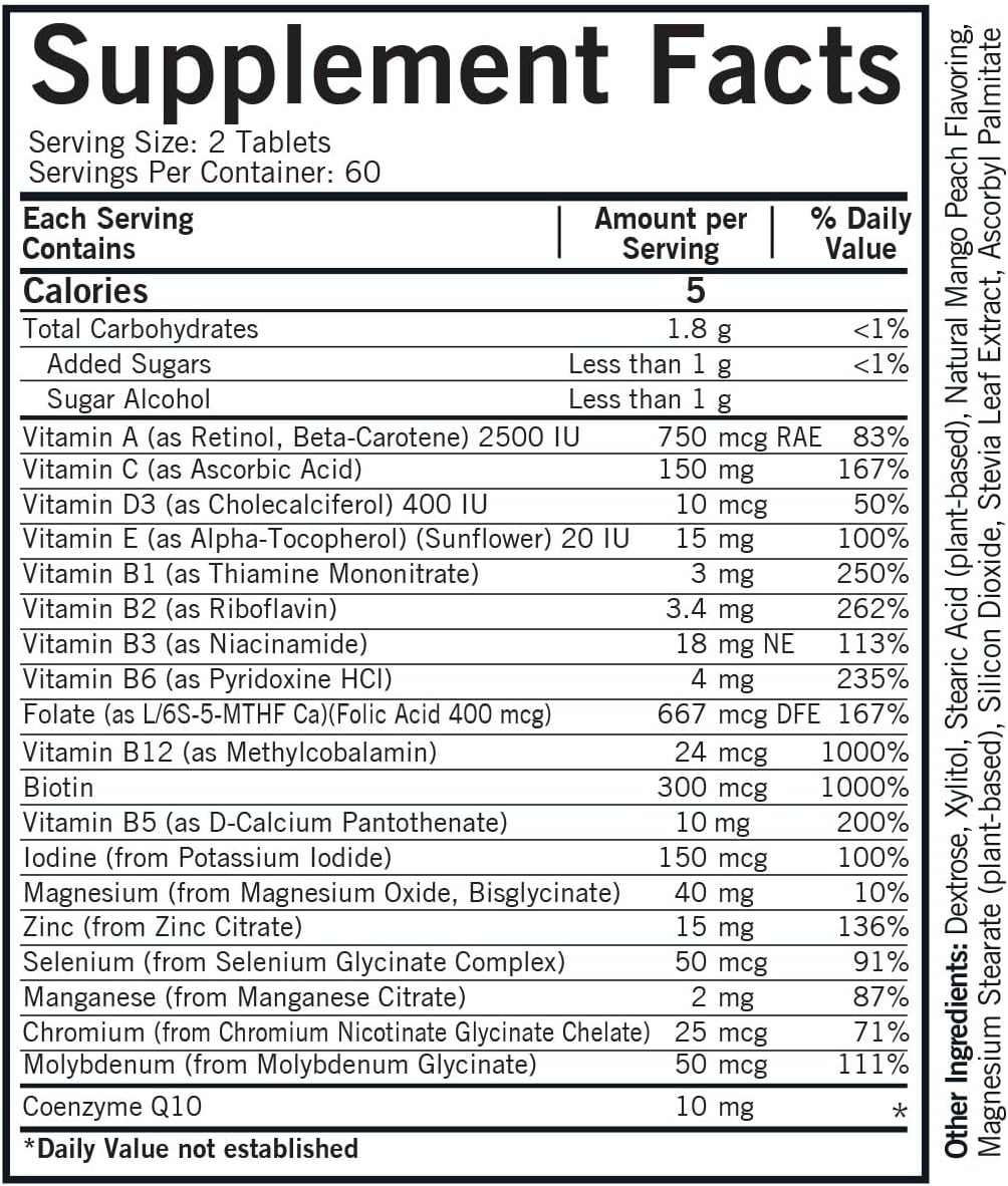 Kirkman - Children's Multivitamin & Mineral - 120 Capsules - with 5-MTHF - Potent Broad Spectrum Vitamin/Mineral Supplement - Hypoallergenic
