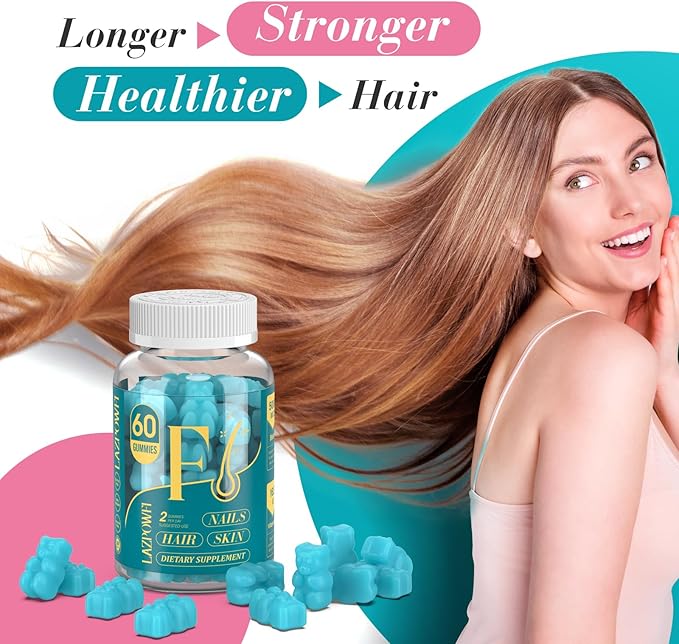 Biotin Gummies -Hair Skin and Nails Vitamins for Men & Women, Vegan Vitamin B7, Supports Hair Growth and Stronger Nails,90 Day Supply - Blueberry-3 Pack
